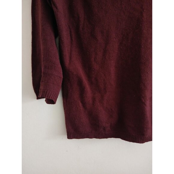 The Limited Womens L Burgundy Silk Cashmere V-neck Knit Sweater 3/4 Sleeve Goth - Picture 2 of 7